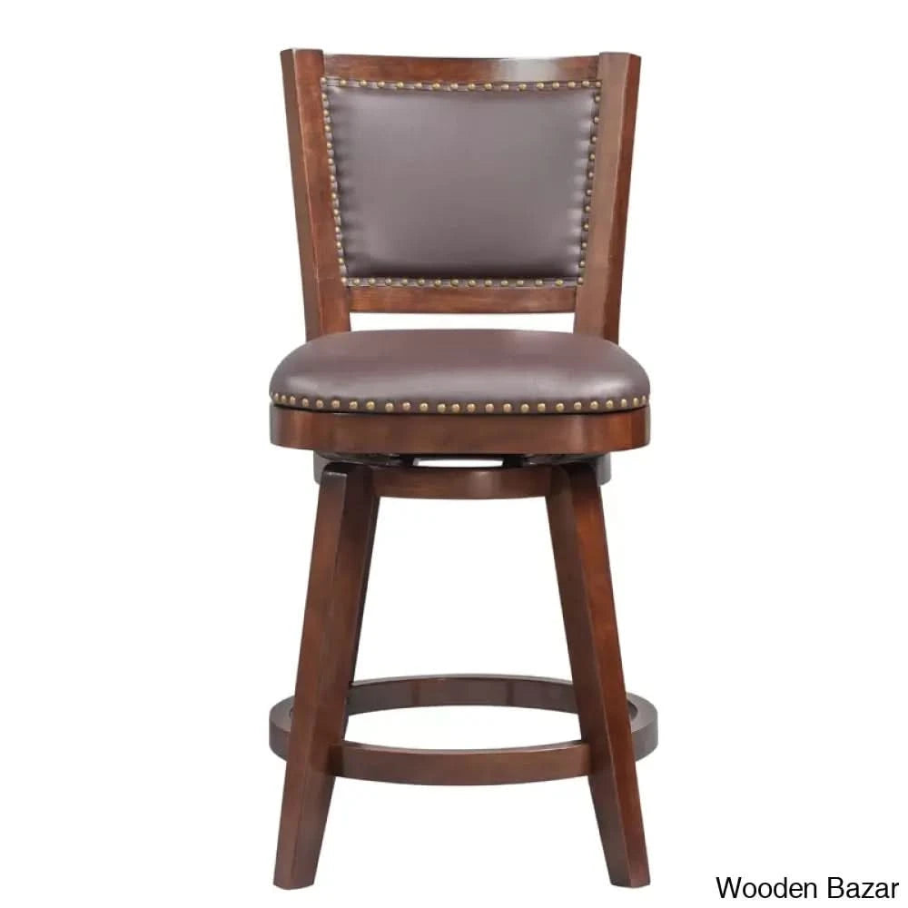 Angelijaz Swivel Upholstered Bar Stool With Solid Wood Frame Cappuccino / Bar (30’’ Seat Height)