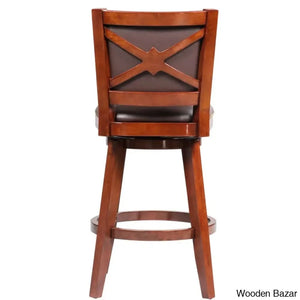 Angelijaz Swivel Upholstered Bar Stool With Solid Wood Frame