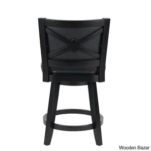 Angelijaz Swivel Upholstered Bar Stool With Solid Wood Frame