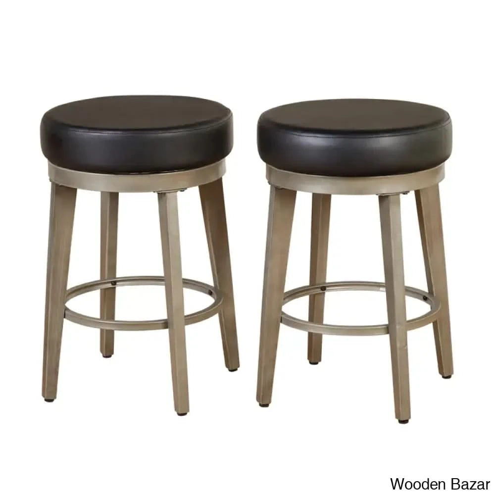 Angelo Swivel Upholstered Counter And Bar Stool With Metal Frame (Set Of 2) Black / Bar (30.5’’