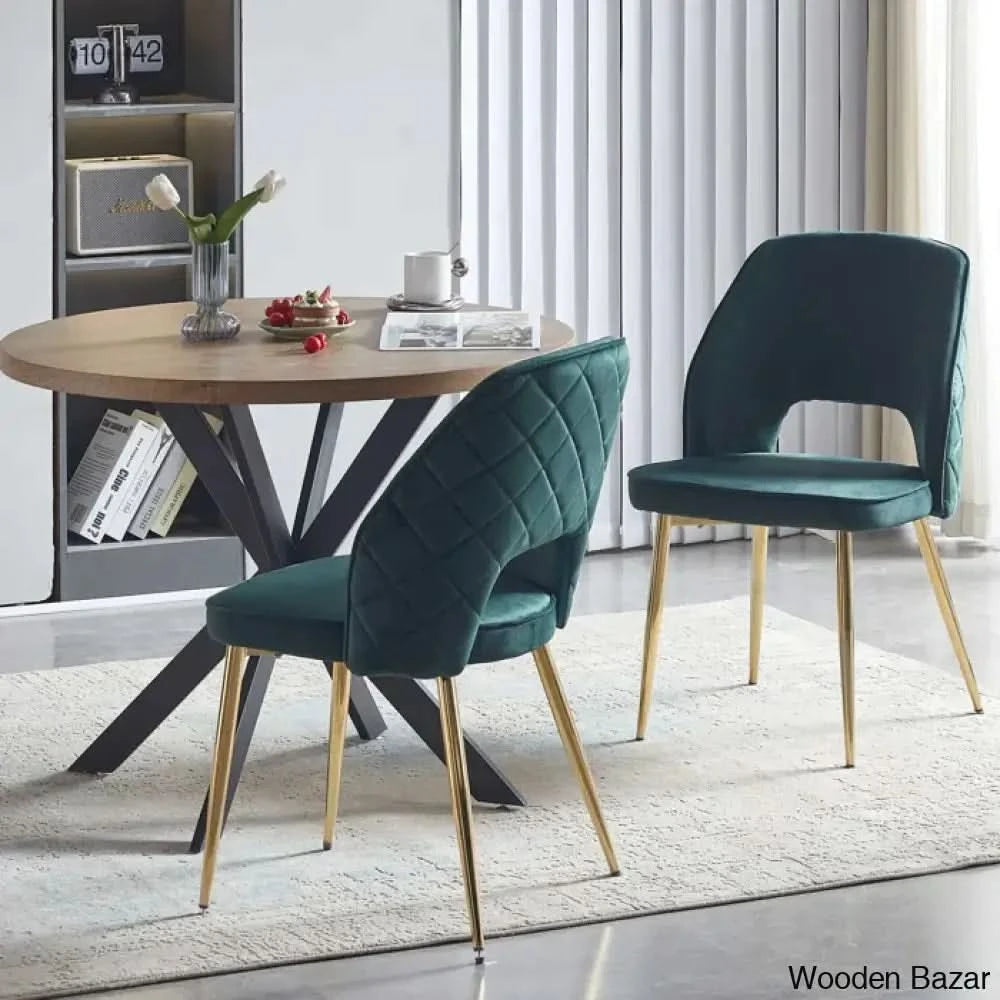 Anilia New 2 Seater Pedestal Dining Table Set - Wooden Bazar Forest Green