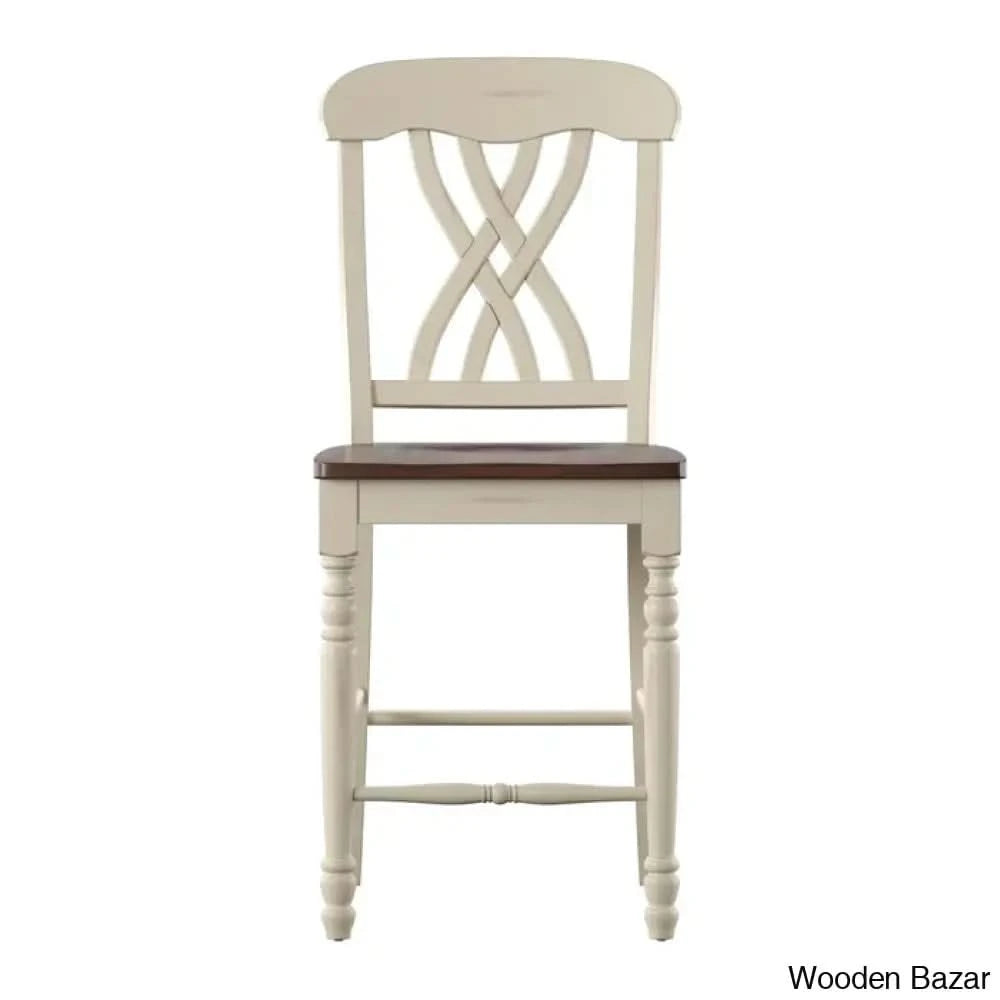 Annadianec Swivel Solid Wood 24’’ Counter And Bar Stool (Set Of 2) Antique White