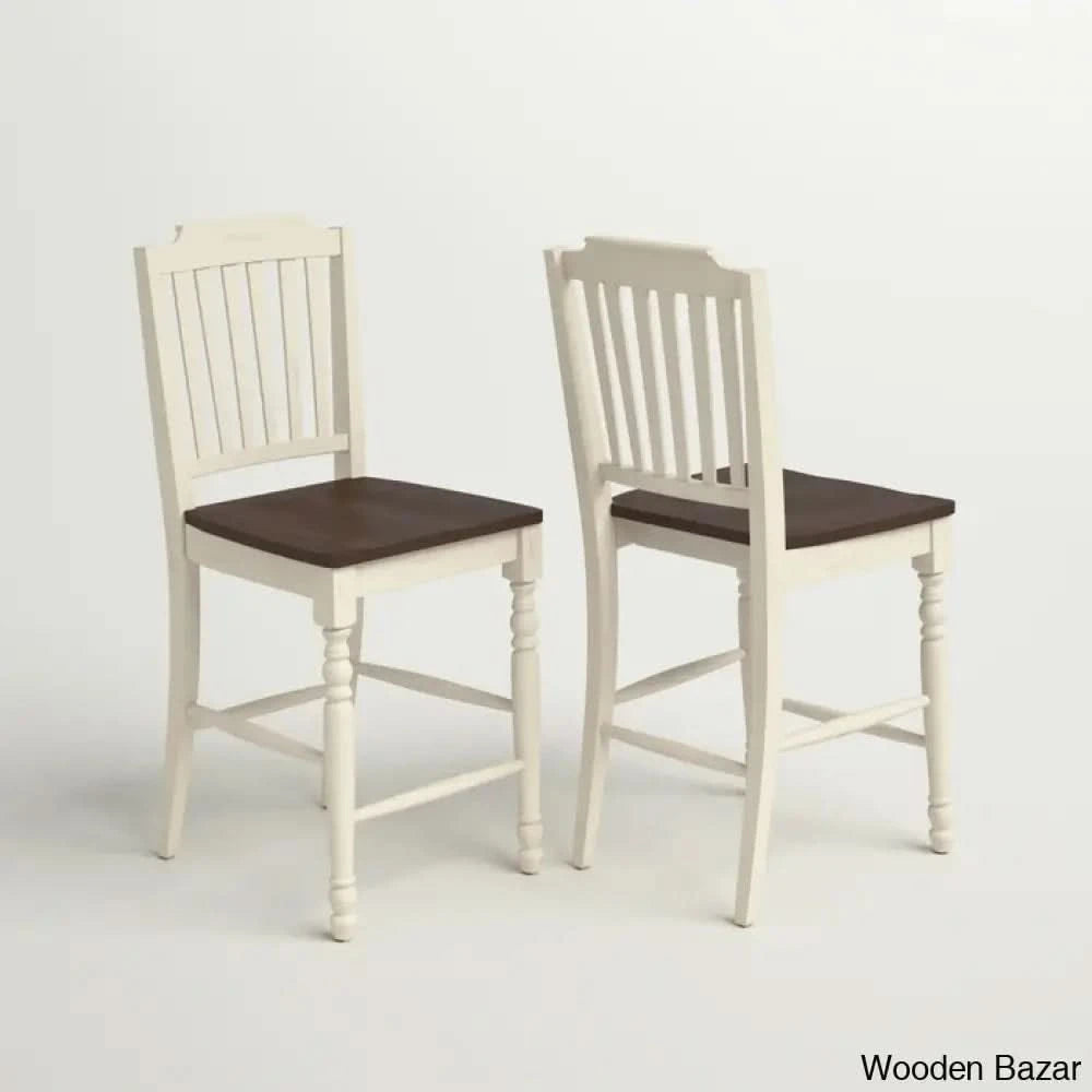 Annadianen Swivel Solid Wood 24’’ Counter And Bar Stool (Set Of 2) Antique White/Cherry