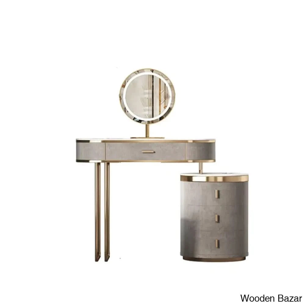 Anni Vanity Dressing Table With Lighted Mirror And Stool