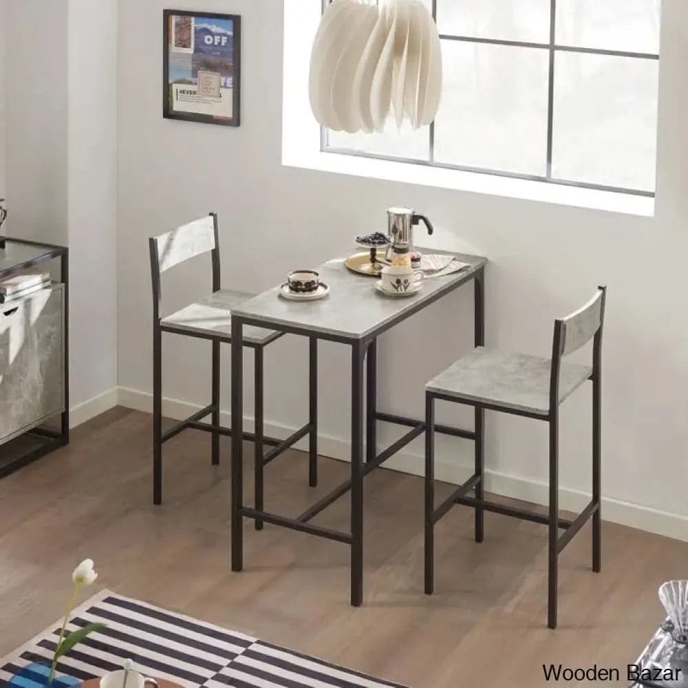 Antigon Modern 2 Seater Dining Table Set For Homes Gray