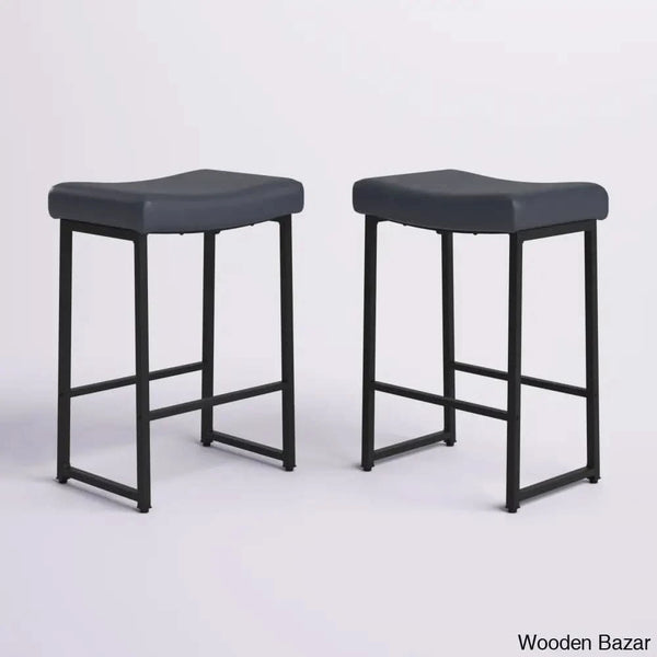 Antishaz Upholstered 24’’ Counter And Bar Stool With Metal Frame (Set Of 2)