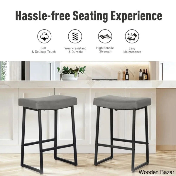 Antishaz Upholstered 24’’ Counter And Bar Stool With Metal Frame (Set Of 2)