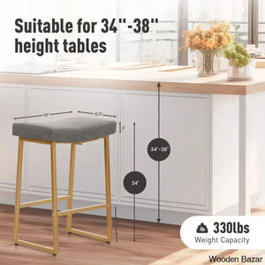 Antishaz Upholstered 24’’ Counter And Bar Stool With Metal Frame (Set Of 2)
