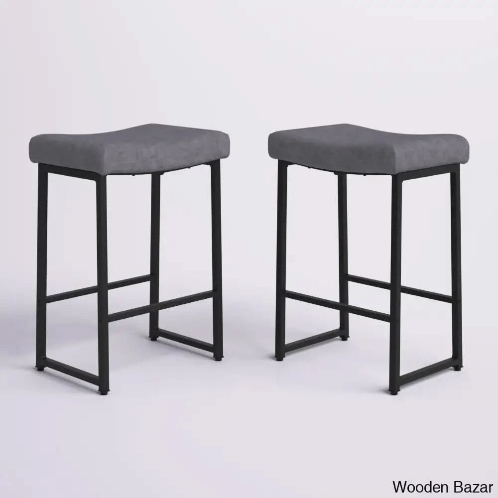 Antishaz Upholstered 24’’ Counter And Bar Stool With Metal Frame (Set Of 2) Gray/Black