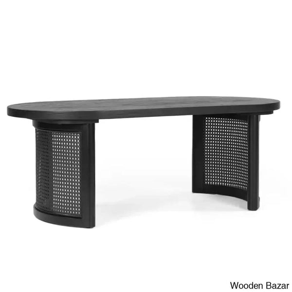 Antowiney 48’’ Oval Solid White Oak Rattan Coffee And Center Table