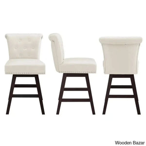 Aquetzallia Swivel Upholstered 25.8’’ Counter And Bar Stool With Solid Wood Frame