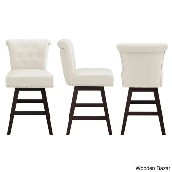 Aquetzallia Swivel Upholstered 25.8’’ Counter And Bar Stool With Solid Wood Frame