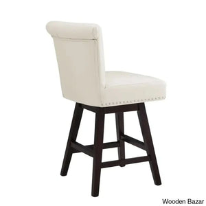 Aquetzallia Swivel Upholstered 25.8’’ Counter And Bar Stool With Solid Wood Frame