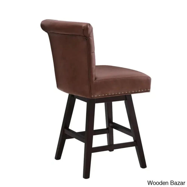 Aquetzallia Swivel Upholstered 25.8’’ Counter And Bar Stool With Solid Wood Frame
