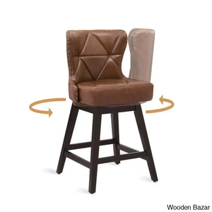 Arabelez Swivel Upholstered 26’’ Counter Stool With Solid Wood Frame (Set Of 4)