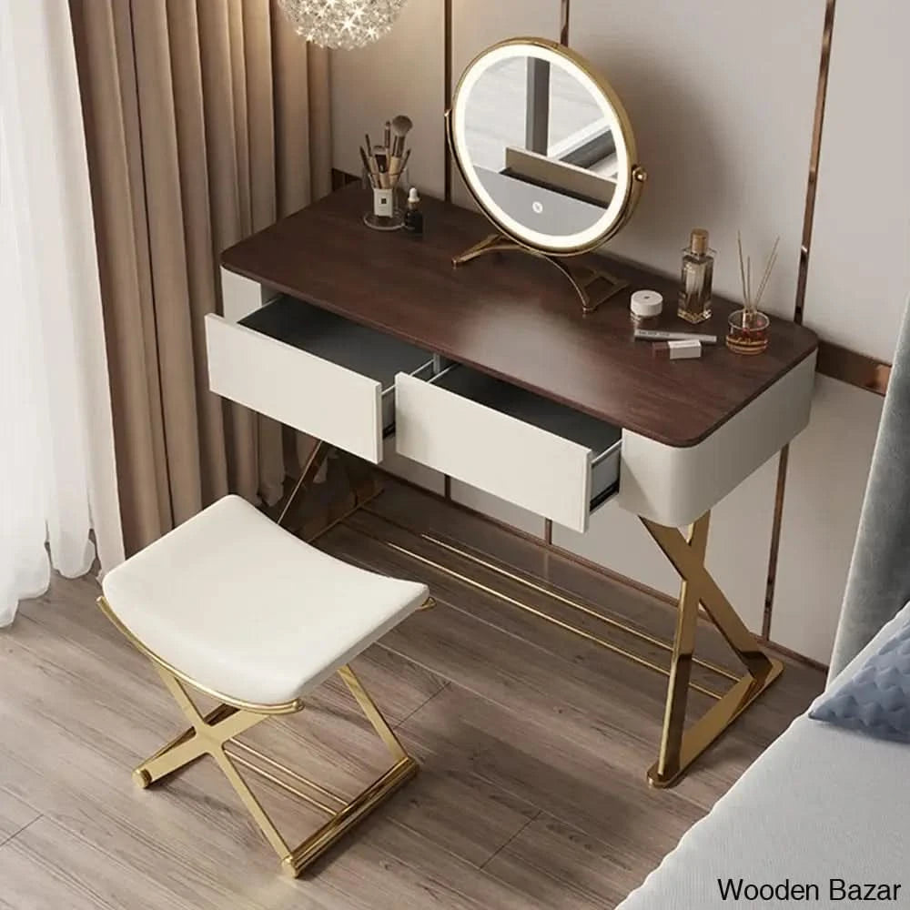 Arantser Vanity Dressing Table With Lighted Mirror And Stool