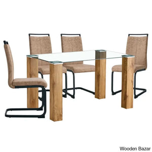 Archibald Luxury 4 Seater Glass Top Dining Set