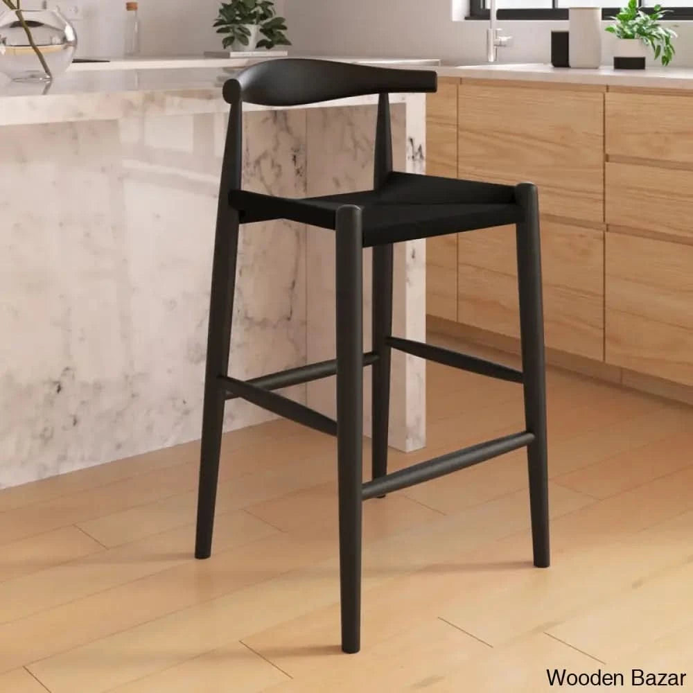 Ardoz Swivel Solid Wood Bar & Counter Stool Black Paper Cord/Black American Ash / (28.5’’ Seat