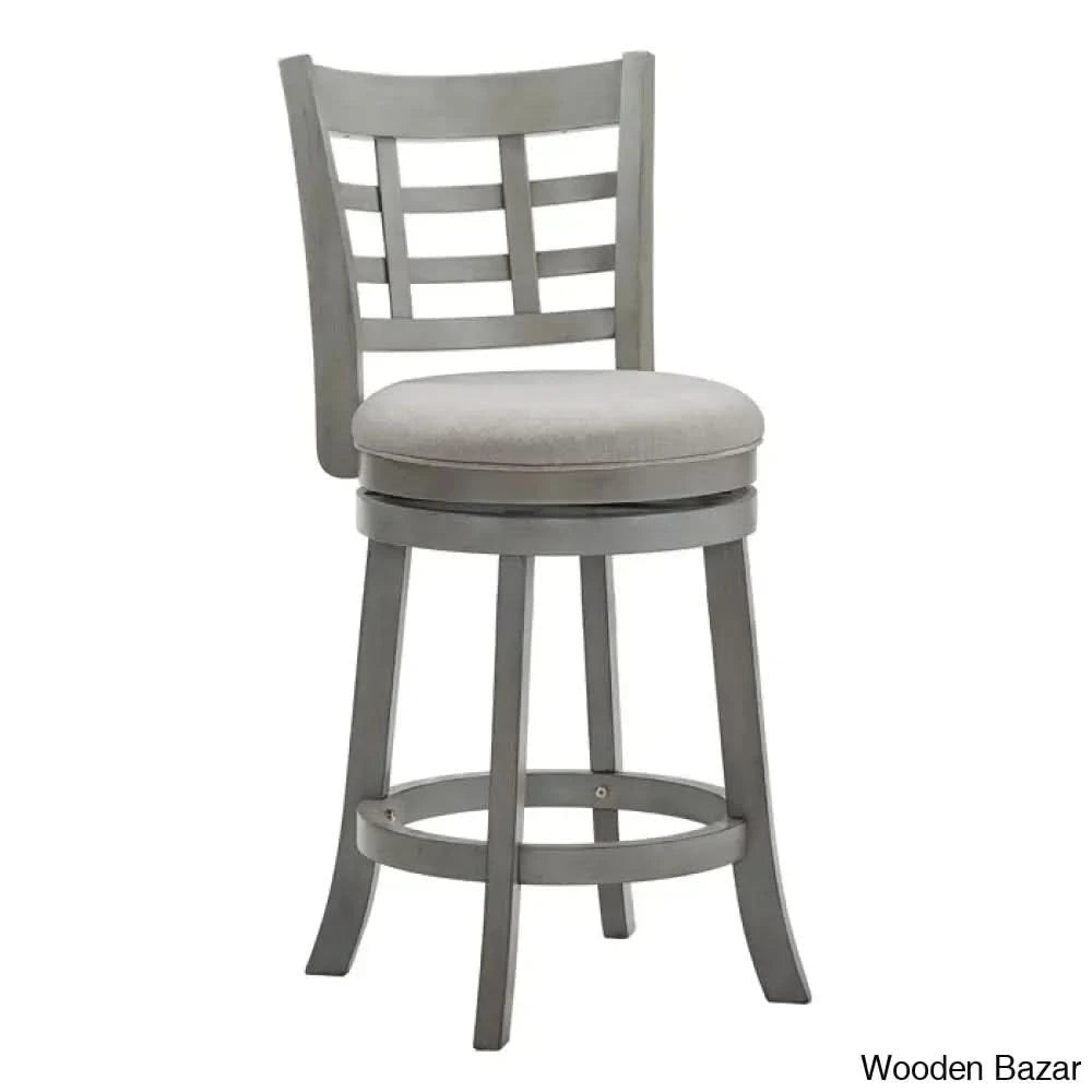 Arias Swivel Upholstered Counter And Bar Stool With Solid Wood Frame Antique Gray / Linen Bar