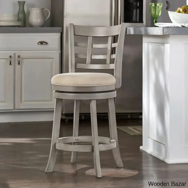 Arias Swivel Upholstered Counter And Bar Stool With Solid Wood Frame