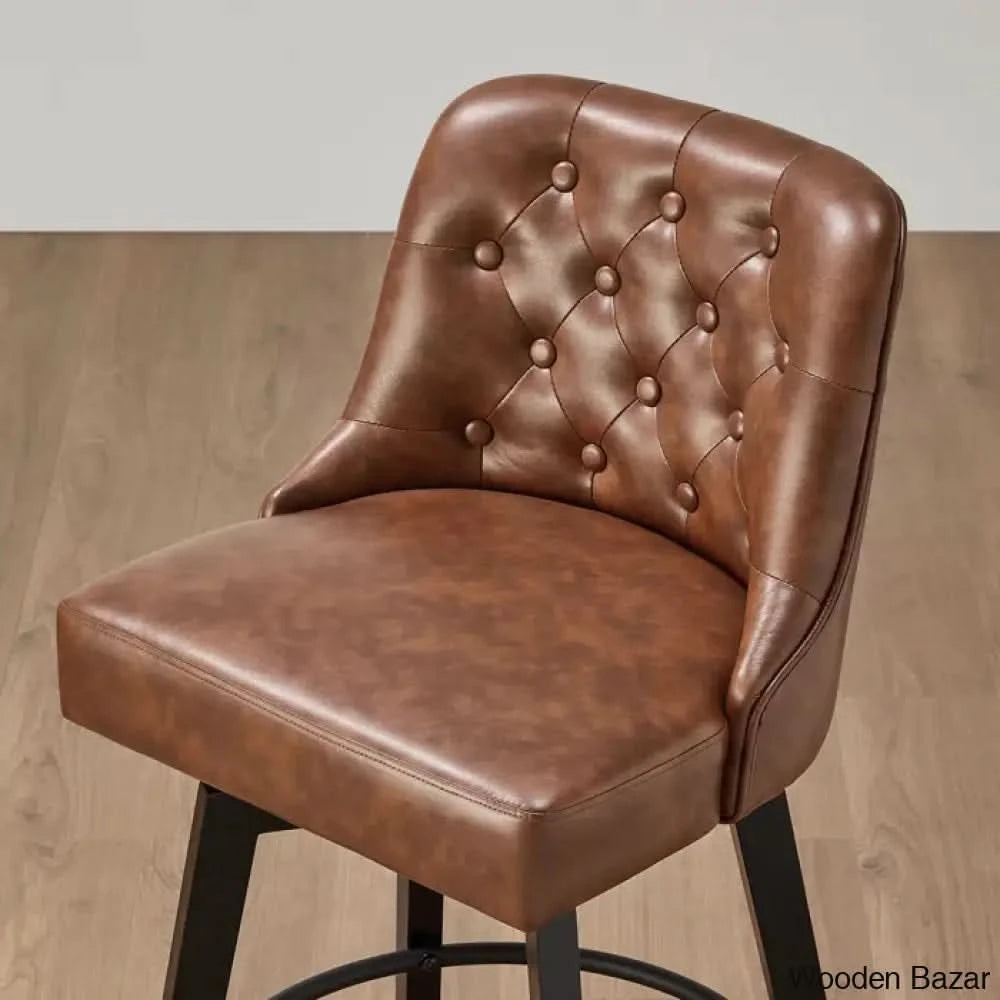 Arjeano Swivel Upholstered 26’’ Counter (Set Of 2) Brown