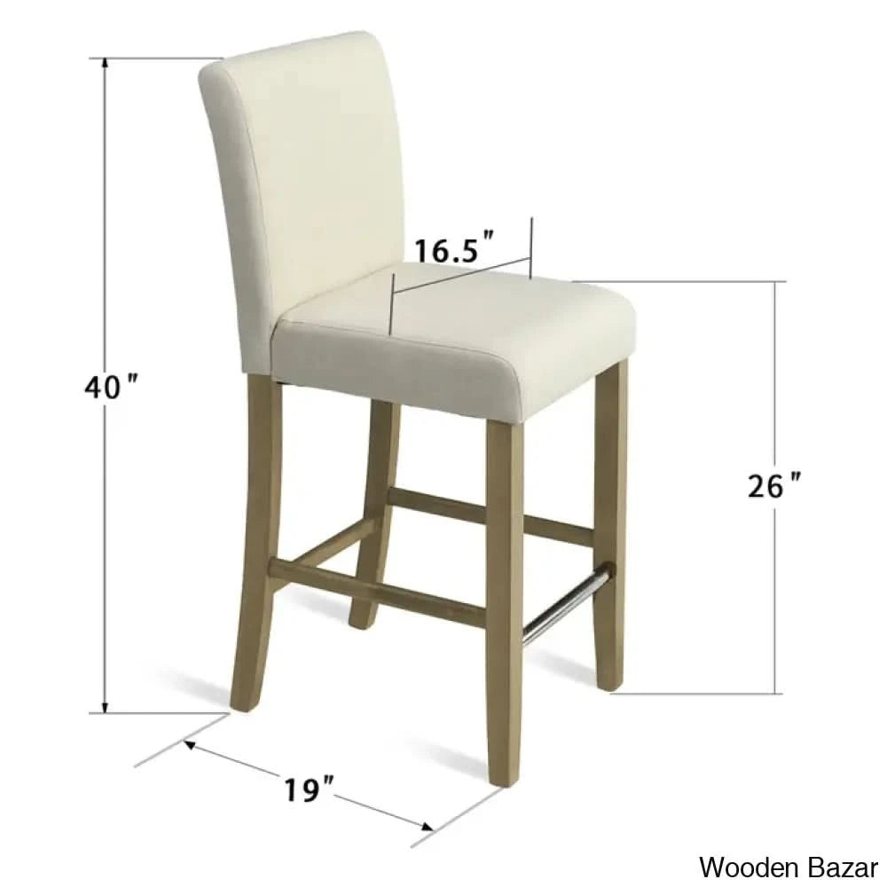 Arkansaso Swivel Upholstered 26’’ Counter And Bar Stool With Solid Wood Frame (Set Of 2) Beige
