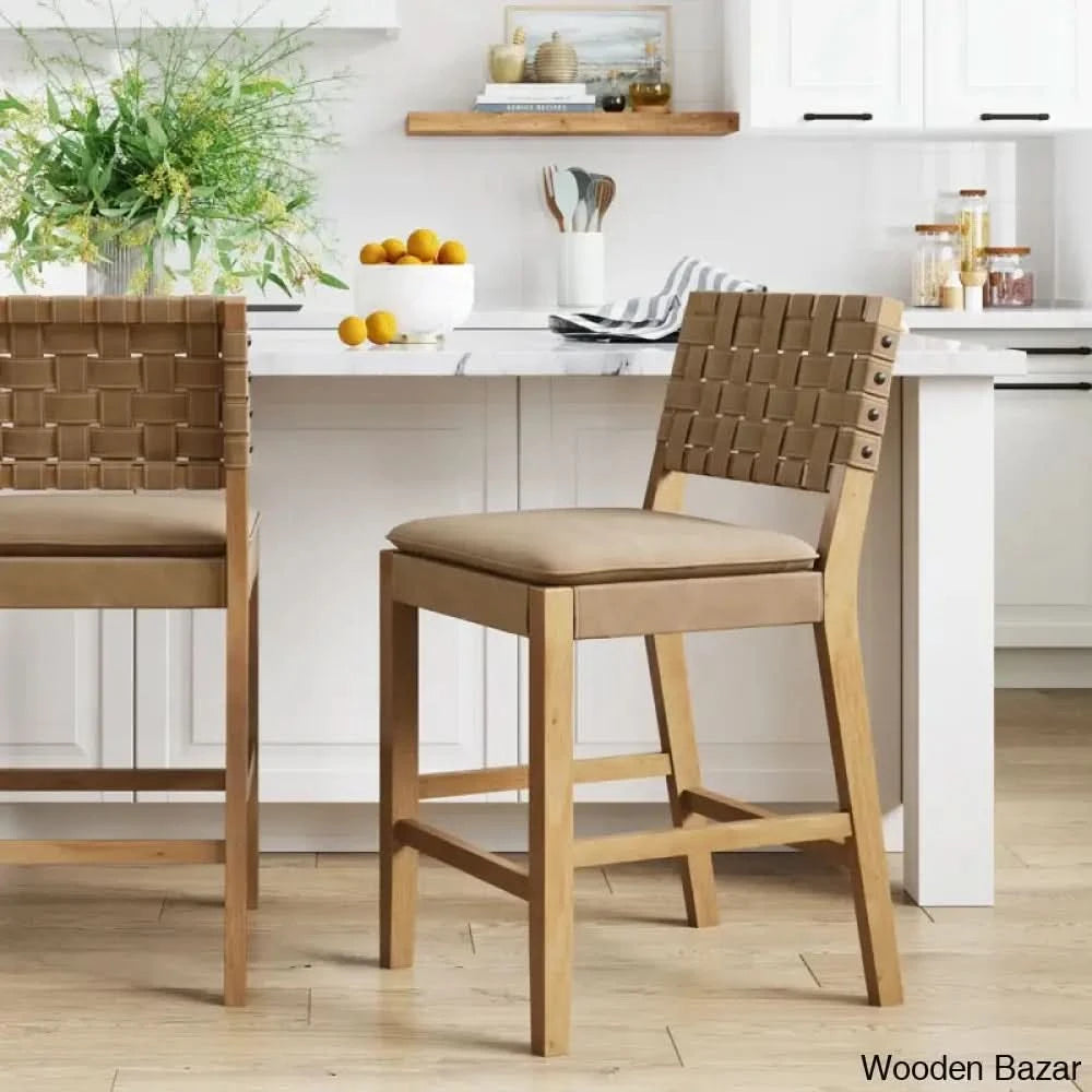 Arleathaz Swivel Upholstered Counter And Bar Stool Light Brown / (24’’ Seat Height)