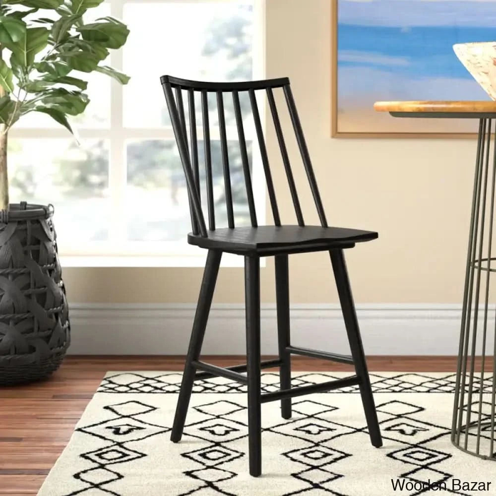 Armondoz Swivel Solid Wood 25’’ Counter And Bar Stool Black