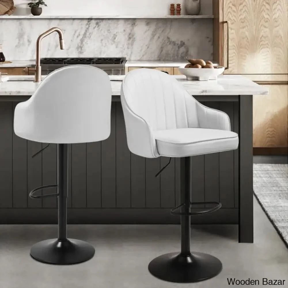 Arrianas Swivel Modern Kitchen Counter And Bar Stools Faux Leather Pub Chairs (Set Of 2) White