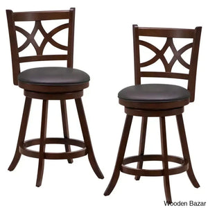 Arriannahy Swivel Upholstered Counter And Bar Stool With Solid Wood Frame (Set Of 2)