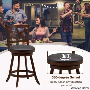 Arriannahy Swivel Upholstered Counter And Bar Stool With Solid Wood Frame (Set Of 2)