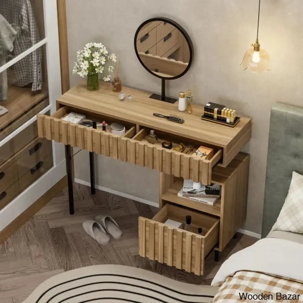 Arthen Vanity Dressing Table With Mirror Natural