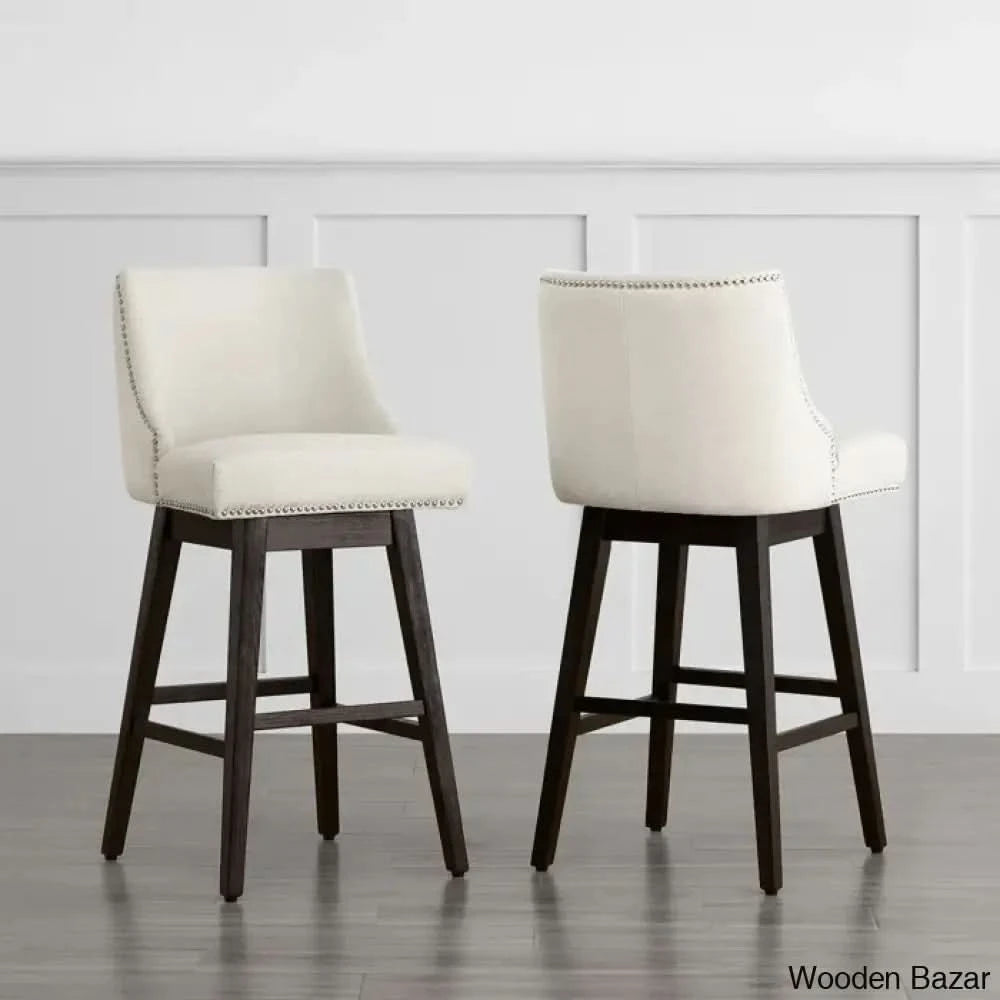 Arvelle Swivel Counter & Bar Stool (Set Of 2) Polyester Blend-Cream / (30’’ Seat Height)