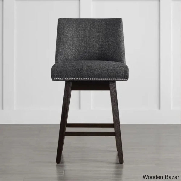Arvelle Swivel Counter & Bar Stool (Set Of 2) Polyester Blend-Charcoal Gray / (30’’ Seat Height)