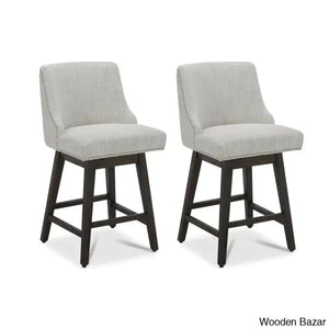 Arvelle Swivel Counter & Bar Stool (Set Of 2) Polyester Blend-Ivory / (30’’ Seat Height)