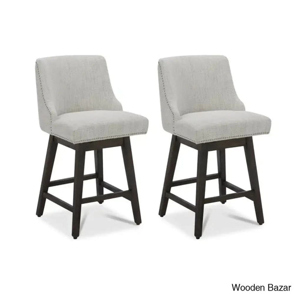 Arvelle Swivel Counter & Bar Stool (Set Of 2) Polyester Blend-Ivory / (30’’ Seat Height)
