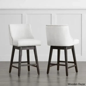 Arvelle Swivel Counter & Bar Stool (Set Of 2) Polyester Blend-White / (30’’ Seat Height)