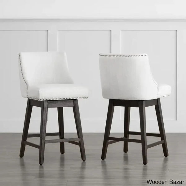 Arvelle Swivel Counter & Bar Stool (Set Of 2) Polyester Blend-White / (30’’ Seat Height)