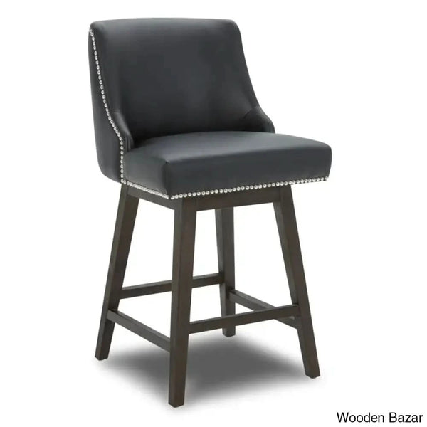 Arvellex Swivel Upholstered 26’’ Counter Stool With Solid Wood Frame (Set Of 3)