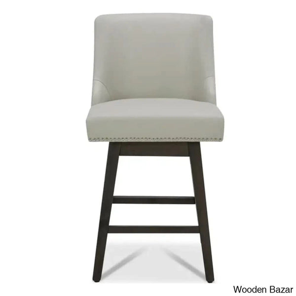 Arvellex Swivel Upholstered 26’’ Counter Stool With Solid Wood Frame (Set Of 3)