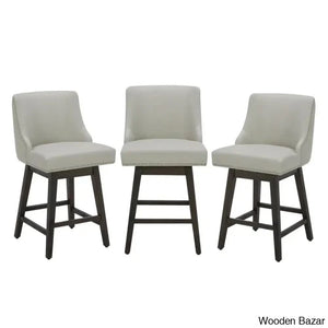 Arvellex Swivel Upholstered 26’’ Counter Stool With Solid Wood Frame (Set Of 3)