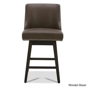 Arvellex Swivel Upholstered 26’’ Counter Stool With Solid Wood Frame (Set Of 3)