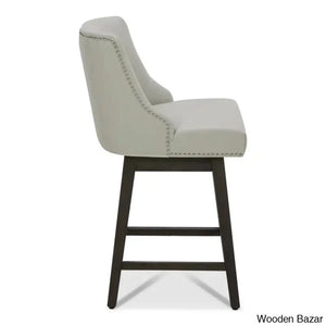 Arvellex Swivel Upholstered 26’’ Counter Stool With Solid Wood Frame (Set Of 3)