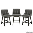 Arvellex Swivel Upholstered 26’’ Counter Stool With Solid Wood Frame (Set Of 3) Retro Gray