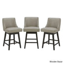 Arvellex Swivel Upholstered 26’’ Counter Stool With Solid Wood Frame (Set Of 3) Stone Gray