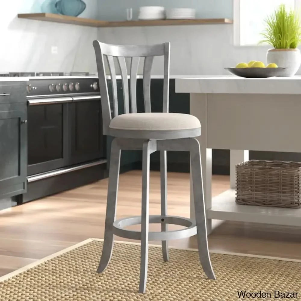 Asharnc Swivel Upholstered Counter And Bar Stool Blue / (25.5” Seat Height)
