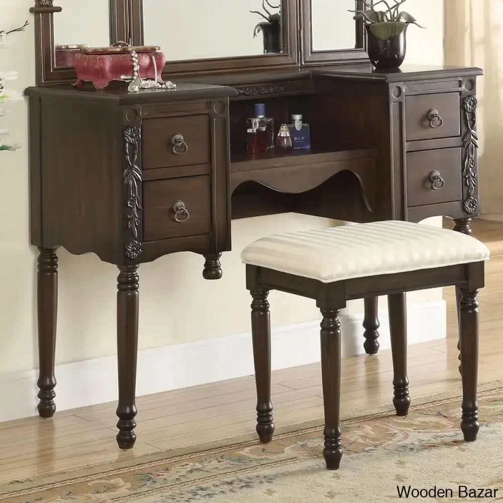 Ashton Vanity Dressing Table With Mirror And Stool
