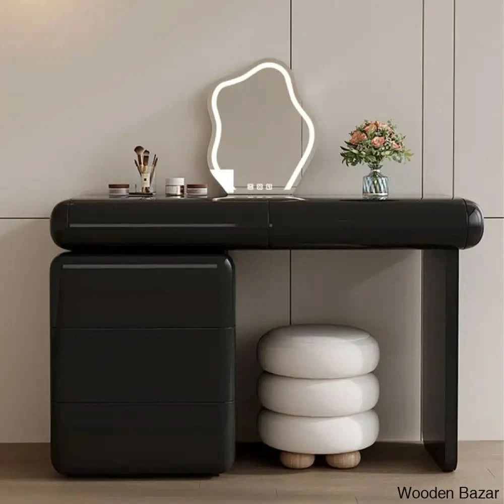 Asriel Vanity Dressing Table With Lighted Mirror And Stool