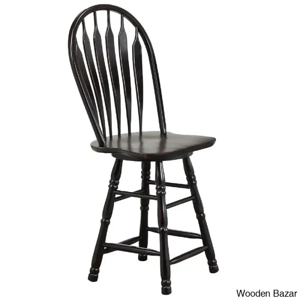 Atriciac Swivel Solid Wood Counter And Bar Stool Black /