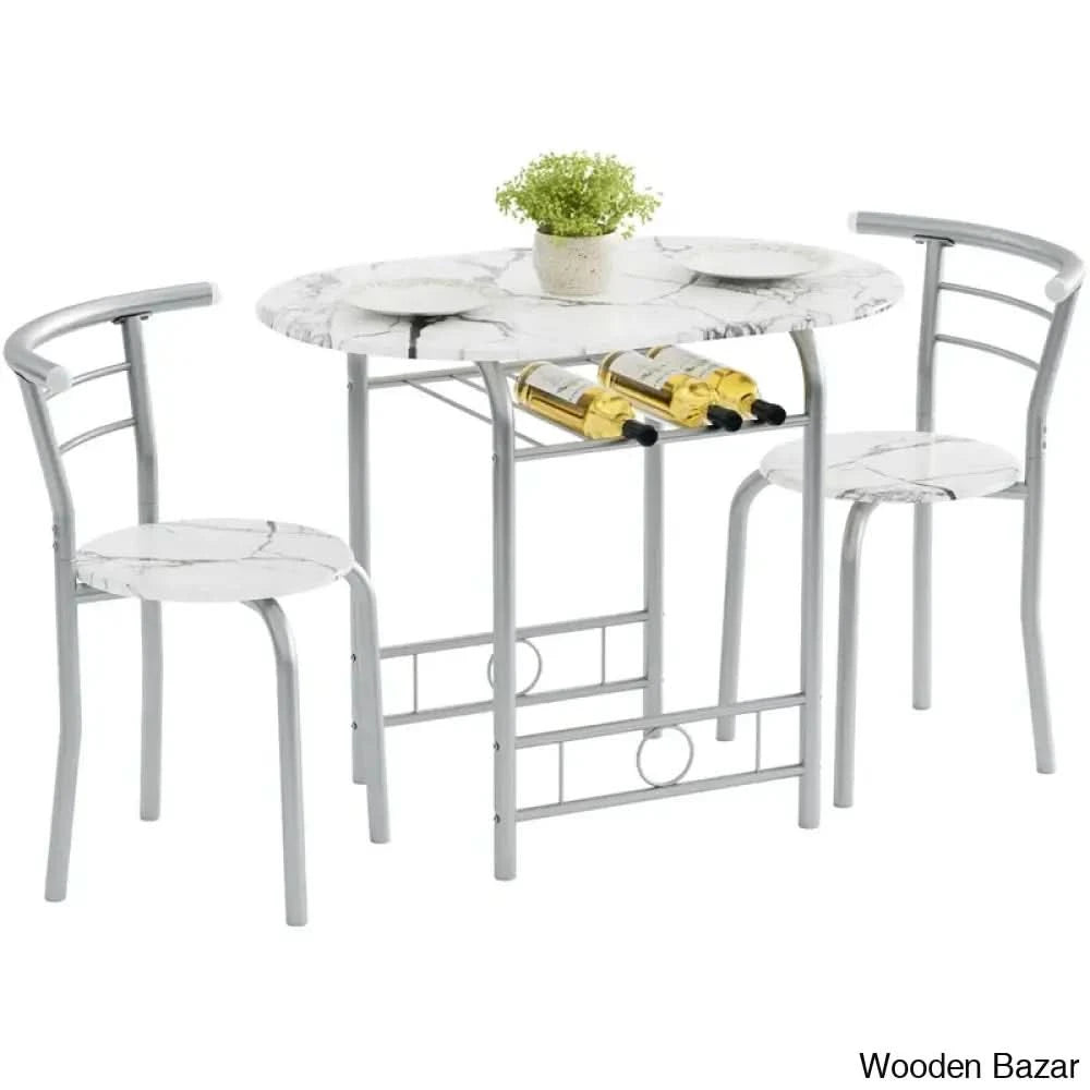 Atwell 2 Seater Dining Table Set - Wooden Bazar White
